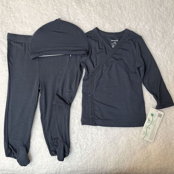 NEW Carters Purelysoft‎ Baby Boy Clothes 9 Months Pants Shirt Hat 3 PC Set Cute - Picture 3 of 8